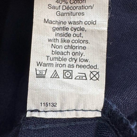 J Crew Linen/Cotton Blend Rainbow Floral Embroidered Navy Blue Dress Size 10 - Picture 12 of 12